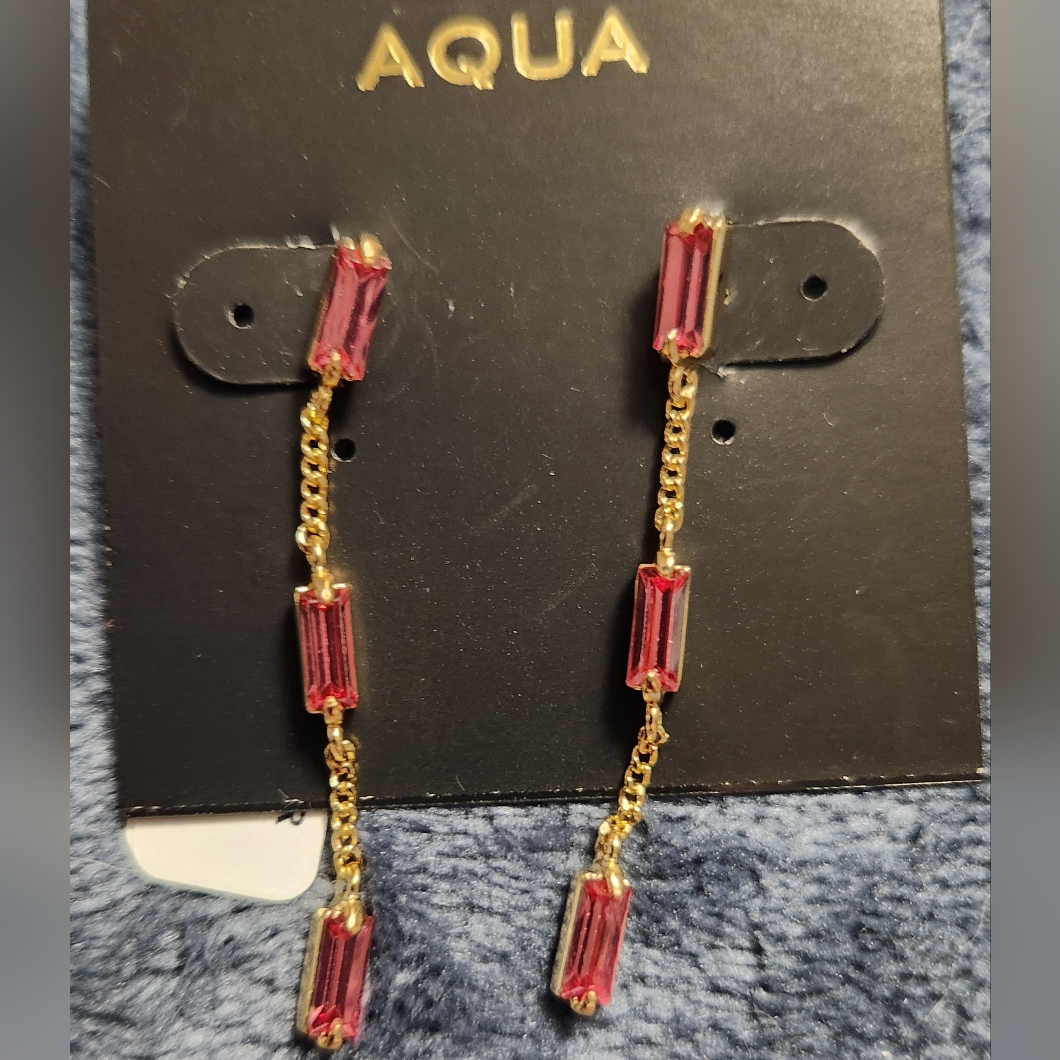 Aqua Pink Glass Linear Stone Drop 15$